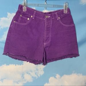 Emergency Exit- Purple Raw Hem Jean Shorts